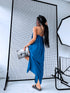 Long dress with crossed straps - dark turquoise